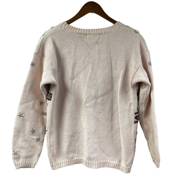 Not So Ugly Christmas Sweater Knitted Pastel Cardigan Santa Sleigh Horse Angel - Picture 11 of 13